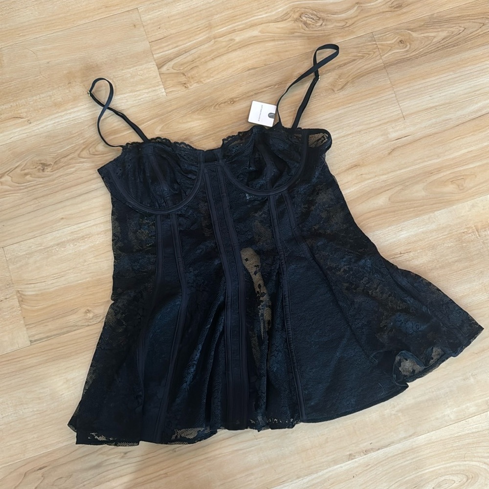 NTW Anthropology babydoll lace corset tank top